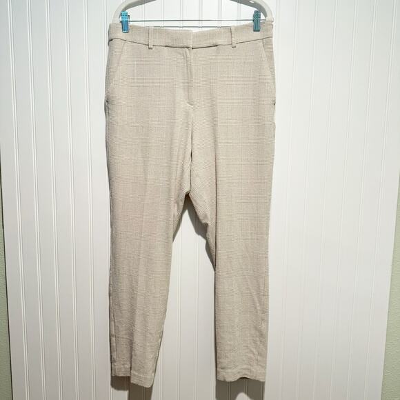 H&M Pants - H&M Beige Tan Glen Plaid Ankle Pants Career Work Wear High Waisted Size 12